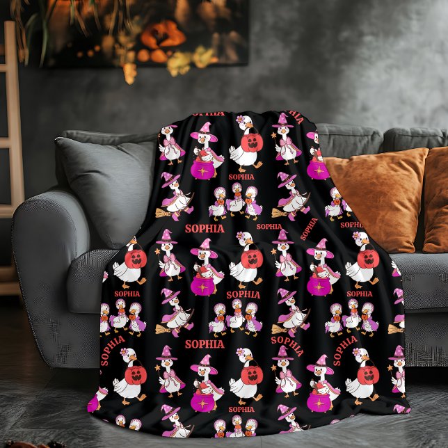Couverture Polaire Oie personnalisée Halloween Blanche Nom personnali (Créateur téléchargé)