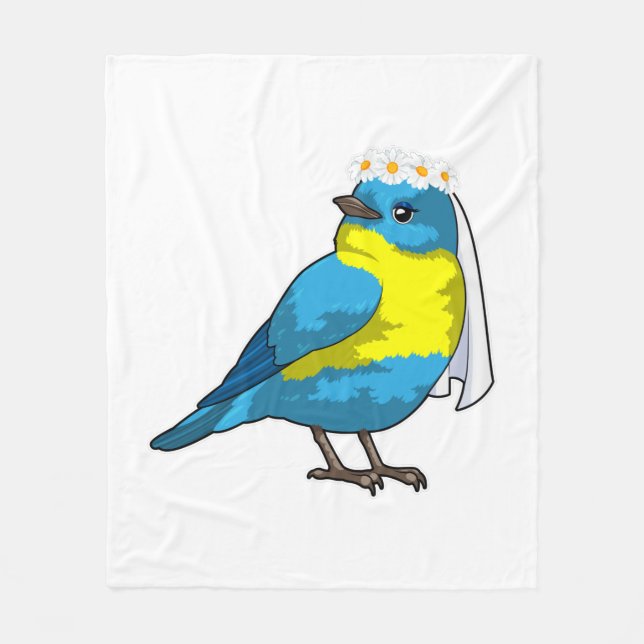 Couverture Polaire Oiseau comme mariée avec une couronne de fleurs (Devant)