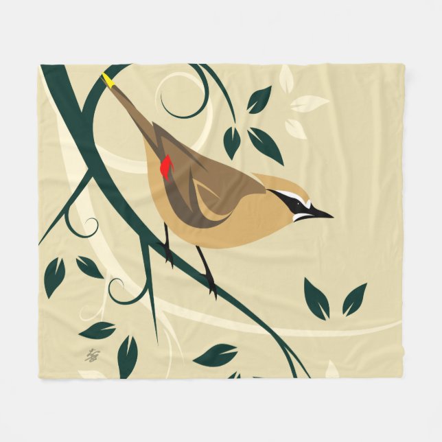Couverture Polaire Oiseau de cèdre (Devant (Horizontal))