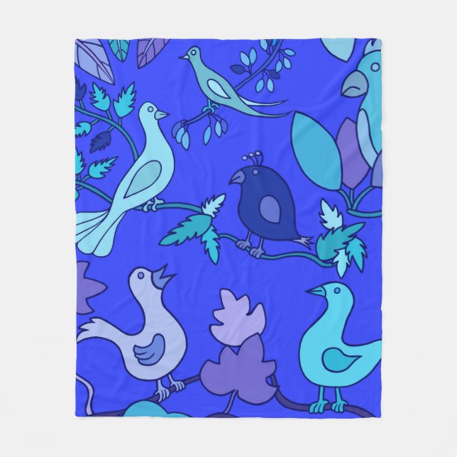 Couverture Polaire Oiseaux bleus (Devant)