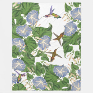 Couverture Polaire Oiseaux de colibri et fleurs de gloire de matin