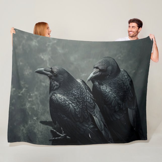 Couverture Polaire Oiseaux de plume Paire de corbeaux, Ravens (En situation)