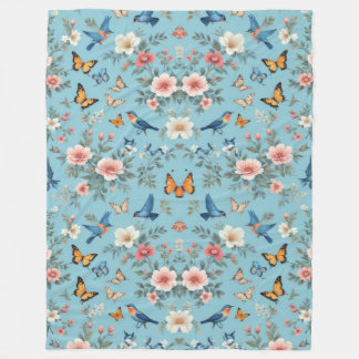 Couverture Polaire Oiseaux Fleurs Et Papillons