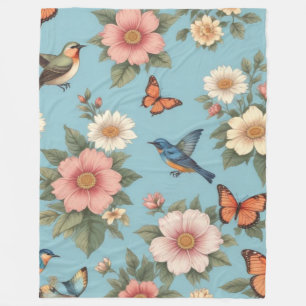 Couverture Polaire Oiseaux Fleurs Et Papillons