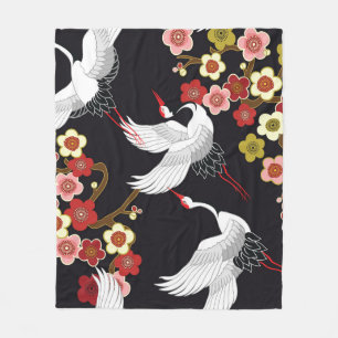 Couverture Polaire Oiseaux volants : Heron de grue japonais.