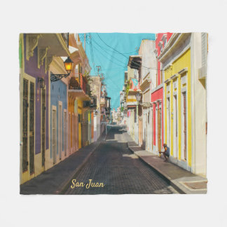 Couverture Polaire Old San Juan Cobblestone Street Photography