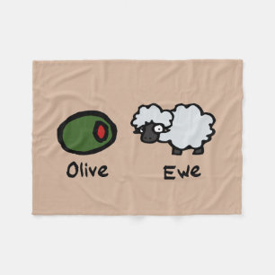 Couverture Polaire Olive Ewe (Je T'Aime)