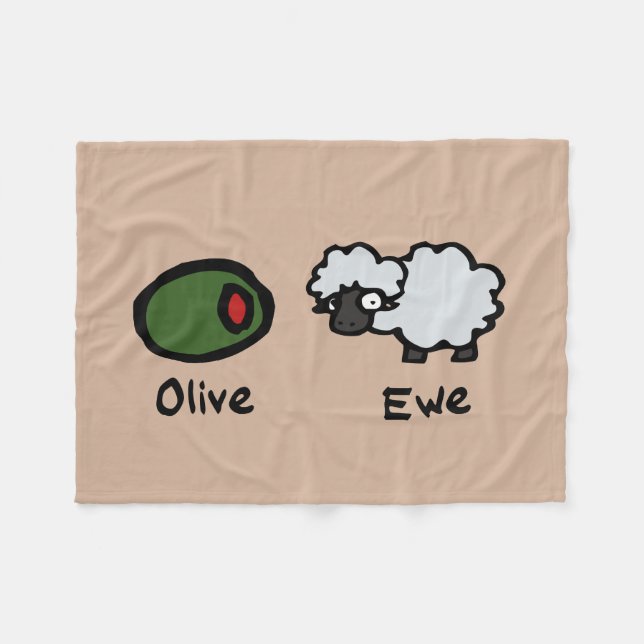 Couverture Polaire Olive Ewe (Je T'Aime) (Devant (Horizontal))