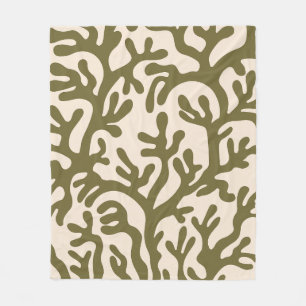 Couverture Polaire Olive Green Aesthétique Liquide Formes Organiques 