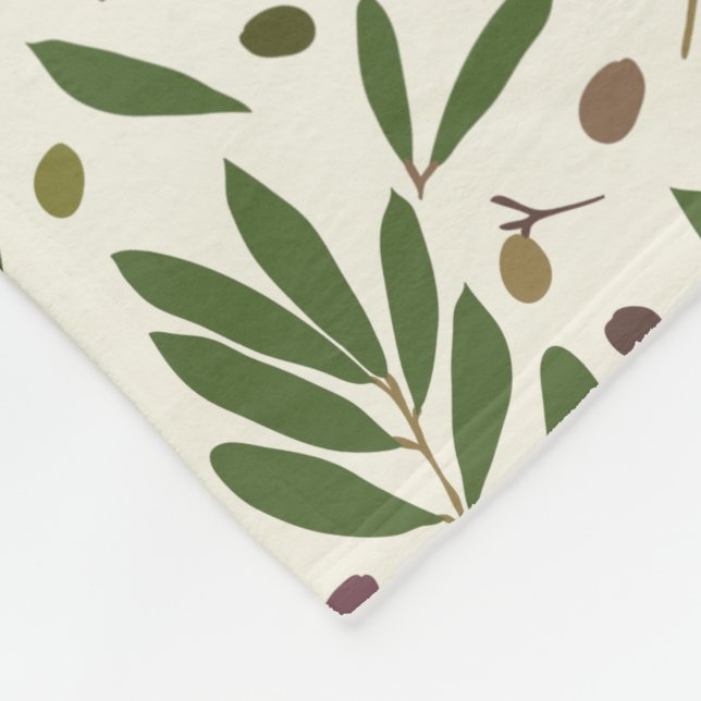 Couverture Polaire Olives minimalistes et branches - motif sans soudu (Coin)