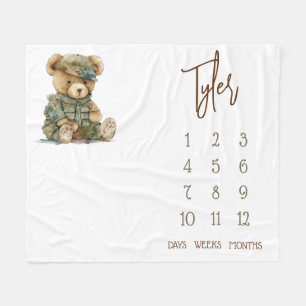 Couverture Polaire On Peut Attendre ! Militaire Teddy Baby Milestone