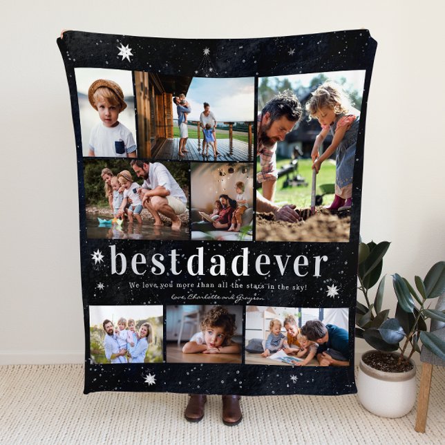 Couverture Polaire On t'aime papa | 8 Photo personnalisée (Créateur téléchargé)