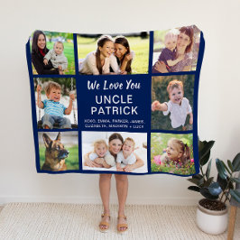 Couverture Polaire Oncle 8 Photo Collage bleu marine
