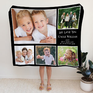 Couverture Polaire Oncle We Love You Photo Collage Noir