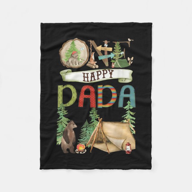 Couverture Polaire One Happy Dada Camper First Birthday Camng Bear  (Devant)