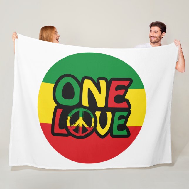 Couverture Polaire One Love, Reggae design avec des couleurs reggae (En situation)