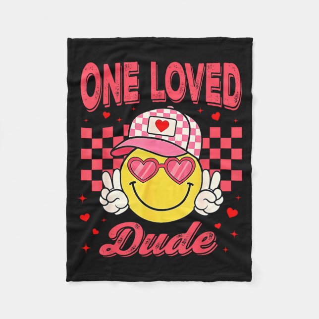 Couverture Polaire One Loved Dude Checkered Heart Valentines Day Boys (Devant)