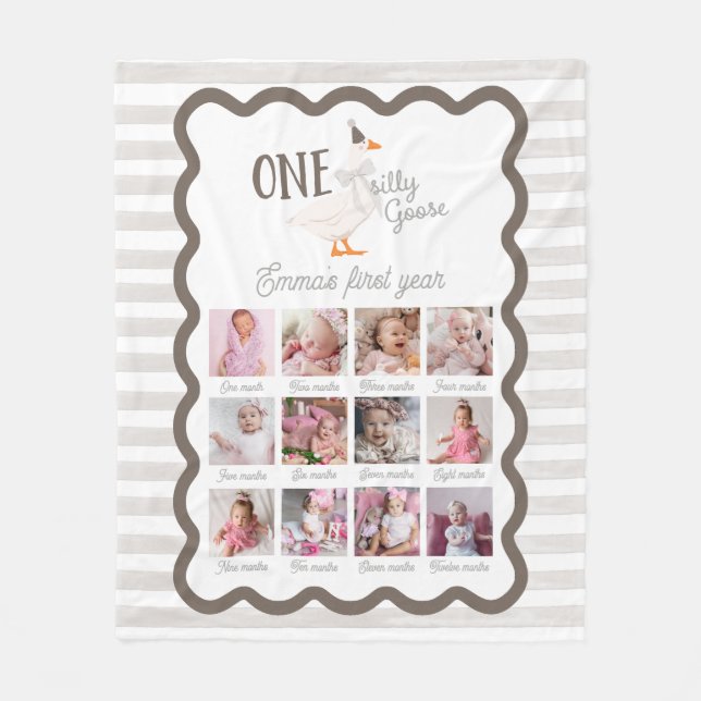 Couverture Polaire One Silly Goose 1st Birthday Photo Sign (Devant)