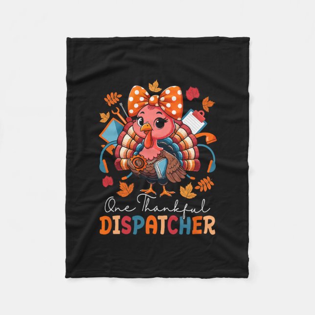 Couverture Polaire One Thankful Dispatcher Thanksgiving Turkey Bow Ti (Devant)