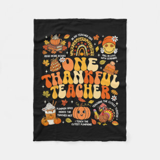 Couverture Polaire One Thankful Teacher Thanksgiving Groovy Fall Autu