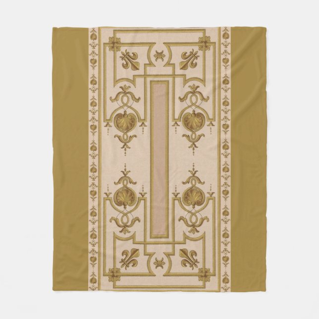 Couverture Polaire opulente empreinte baroque d'or (Devant)