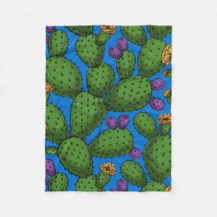 Couverture Polaire Opuntie de floraison en bleu