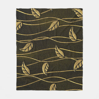 Couverture Polaire Or et noir : Texture 3D Feuille.
