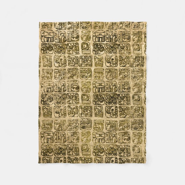Couverture Polaire Or maya et aztèque de glyphs sur la texture (Devant)