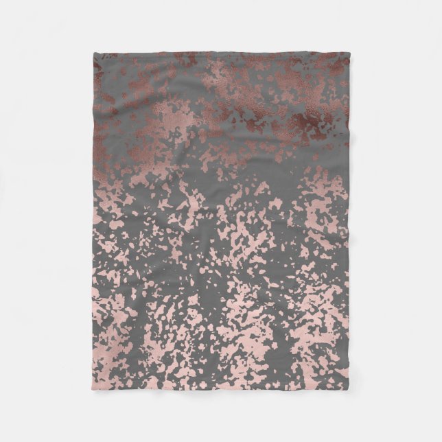 Couverture Polaire or rose de faux élégant et traçages gris (Devant)