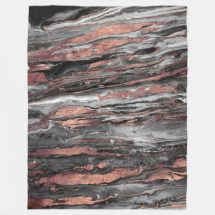Couverture Polaire Or rose moderne peinture marbrée abstraite