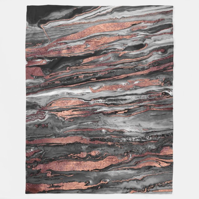 Couverture Polaire Or rose moderne peinture marbrée abstraite (Devant)