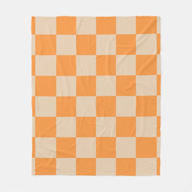 Couverture Polaire Orange À damiers En vichy Motif (Devant)