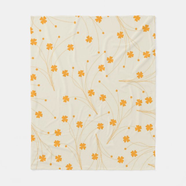 Couverture Polaire Orange Beige Tropical Floral Botanique Été (Devant)