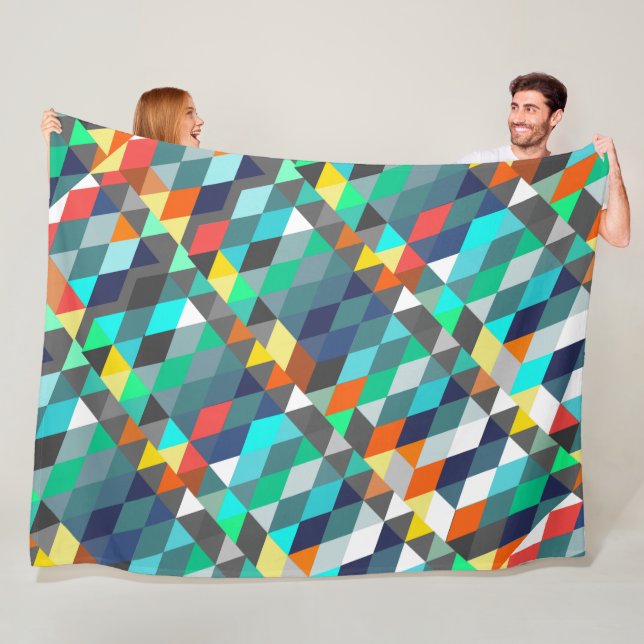 Couverture Polaire Orange bleu moderne Mint Abstrait Triangle Motif (En situation)