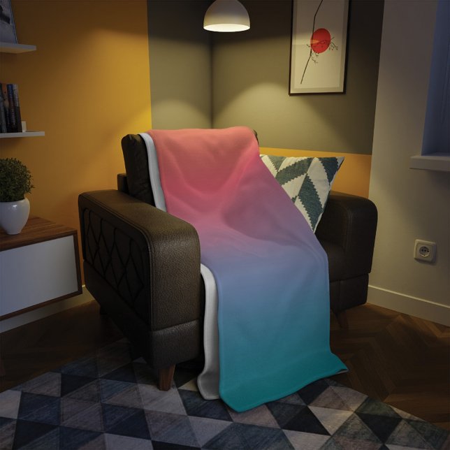 Couverture Polaire Orange Blue Ombre Moderne (Créateur téléchargé)