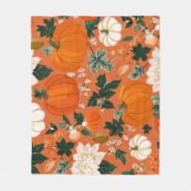 Orange Boho Citrouille Automne motif floral