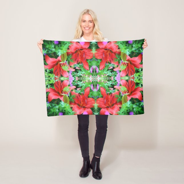 Couverture Polaire Orange Daylilies Abstrait Flower Art (En situation)