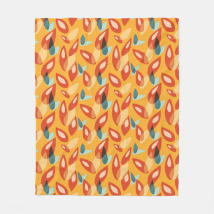 Couverture Polaire Orange Retro Moderne Feuilles géométriques les ann
