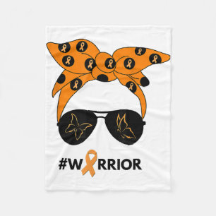Couverture Polaire Orange Ruban Rein Cancer Guerrier Bandana Unbrea