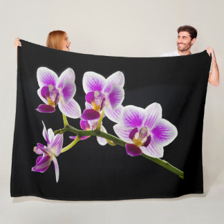 Couverture Polaire Orchidée blanche et violette