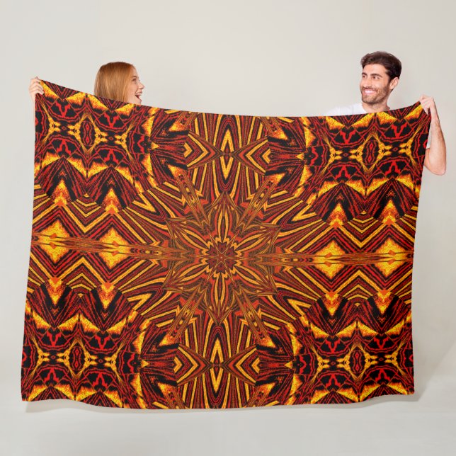 Couverture Polaire Orchidée de Bohême Abstraite (En situation)