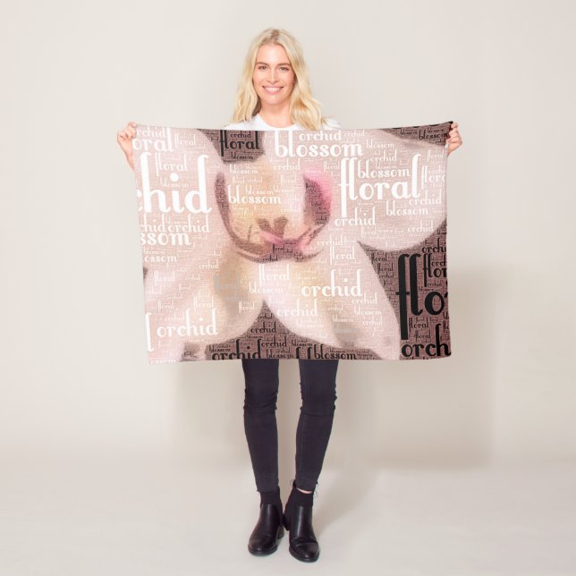 Couverture Polaire Orchidée Floral Blossom Word Cloud (En situation)