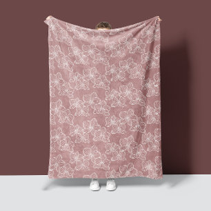 Couverture Polaire Orchidée Linéaire   Floral Botanique Cosy Rose Pou