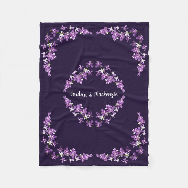 Couverture Polaire Orchidées pourpres personnalisées Dendrobium Motif (Devant)