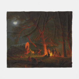 Couverture Polaire Oregon Trail Conestoga Wagon Moonlight Camp Fire