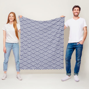 Couverture Polaire Oriental Delft Blue Koinobori Motif