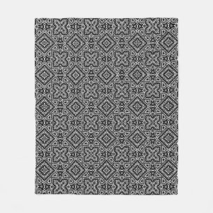 Couverture Polaire ornement ethnique motif géométrique noir et blanc