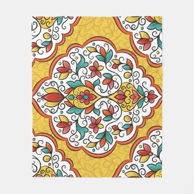 Couverture Polaire Ornement floral : Motifs indiens turcs. (Devant)