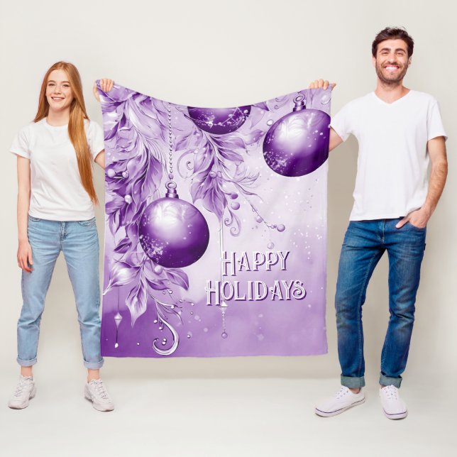 Couverture Polaire Ornements violets Noël Vacances Ceinture en polair (En situation)