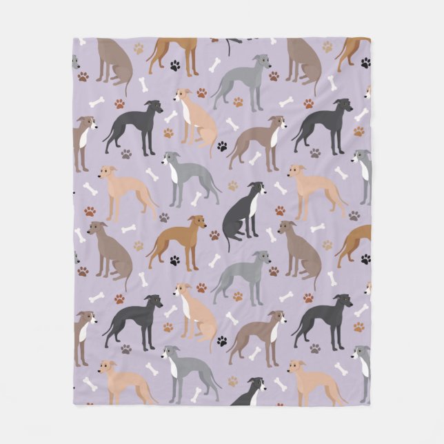 Couverture Polaire Os et pattes de chien gris italien (Devant)
